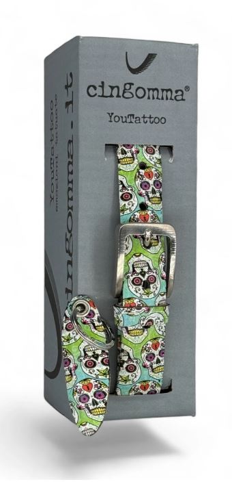 Cintura di copertone verniciato Cingomma YOUTATTOO Graphics Skull Green  