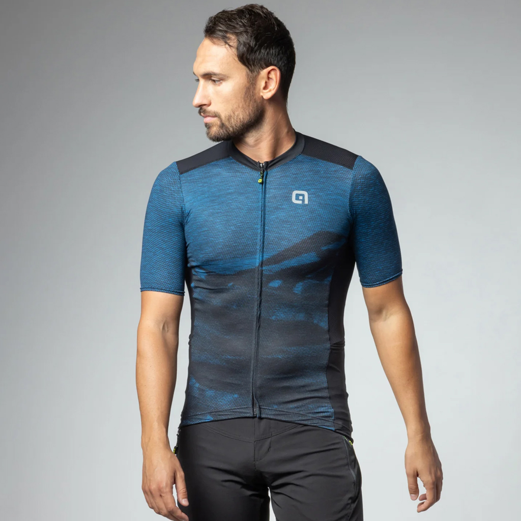 Maglia Gravel Maniche Corte Uomo Alè MOUNTAIN AZZURRO