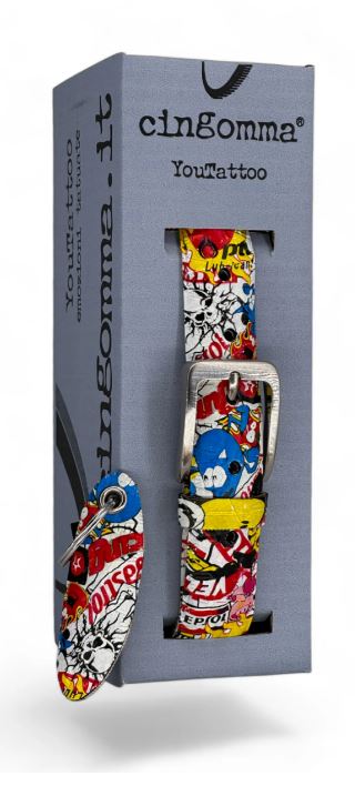 Cintura di copertone verniciato Cingomma YOUTATTOO Graphics Colored Skull  