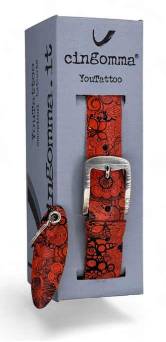 Cintura di copertone verniciato Cingomma YOUTATTOO Flowers Big  ORANGE