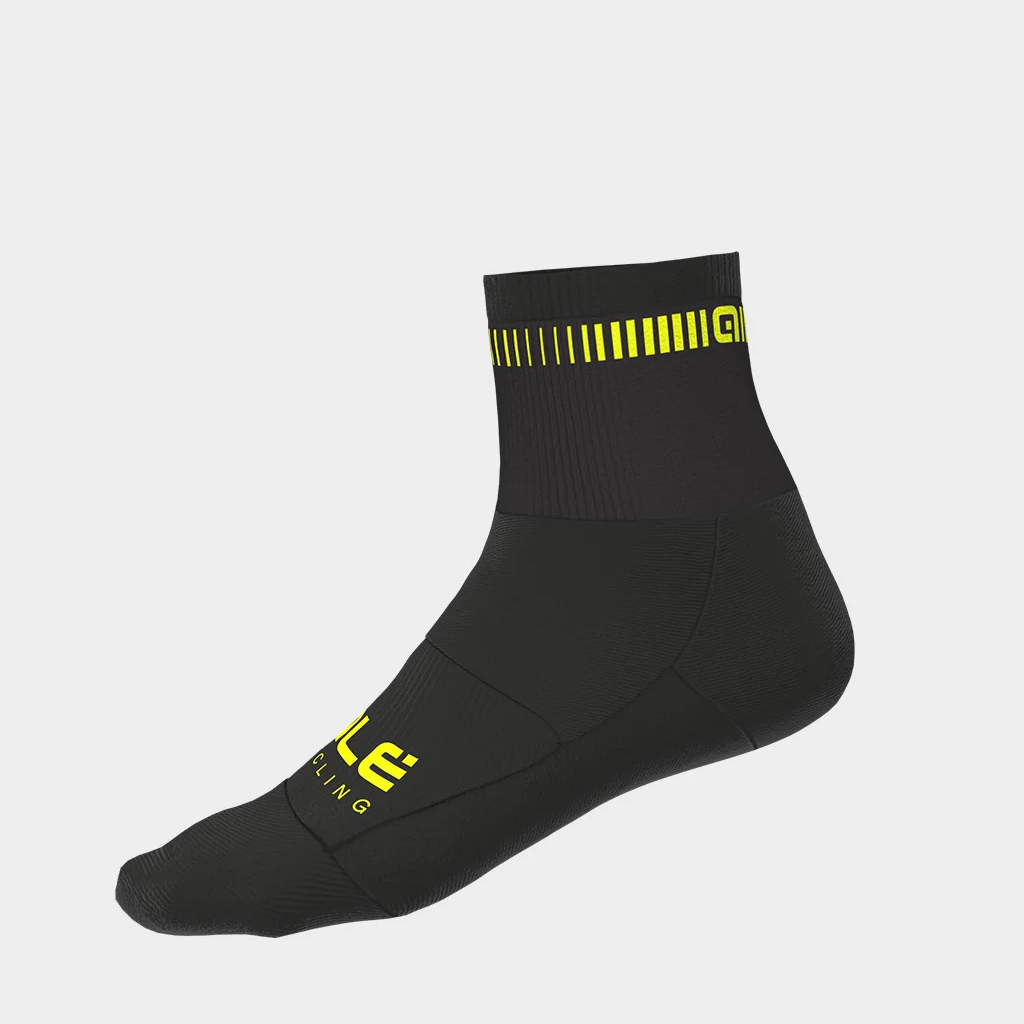 Calzino Alè LOGO Q-SKIN NERO-GIALLO FLUO
