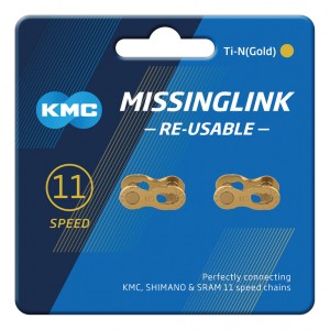 Maglia di chius. KMC 11R Ti-N Gold - 2 pz. per catene 5,65mm,11-v. re-usable