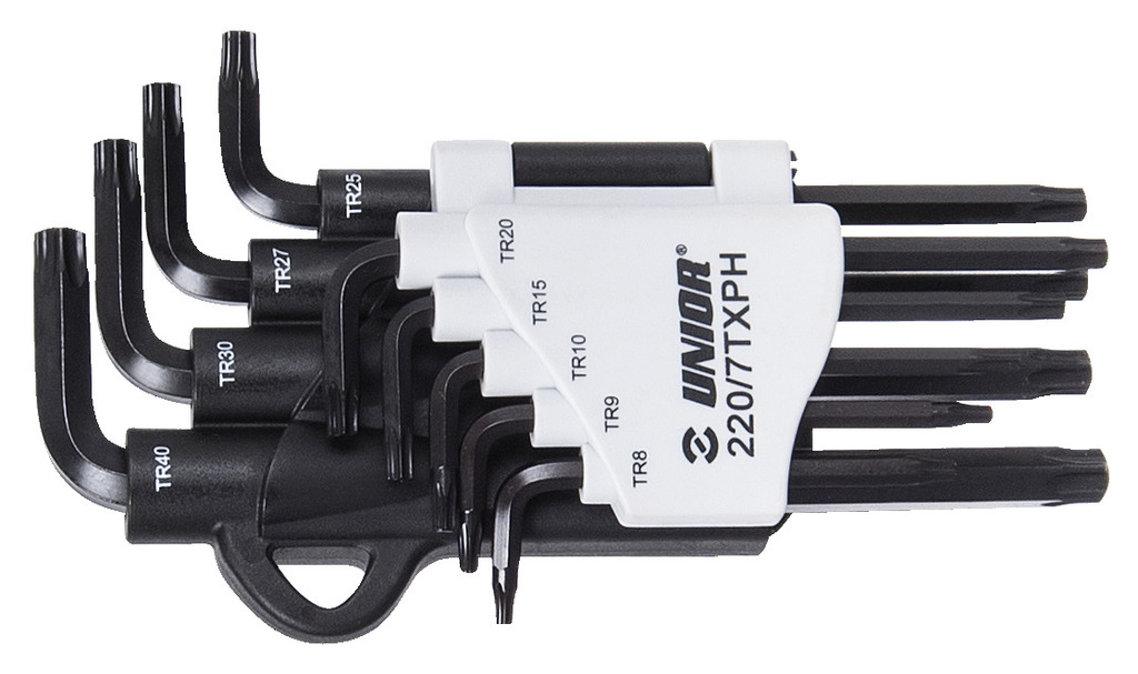 Set chiavi a brugola profilo TX interno - Clip in plastica, TR9-40mm, 220/7TXPH
